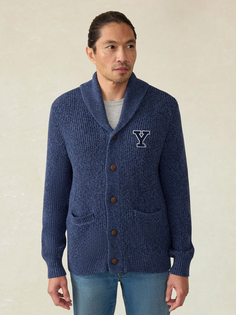 Yale Marled Cotton Cardigan - Navy Night Marl