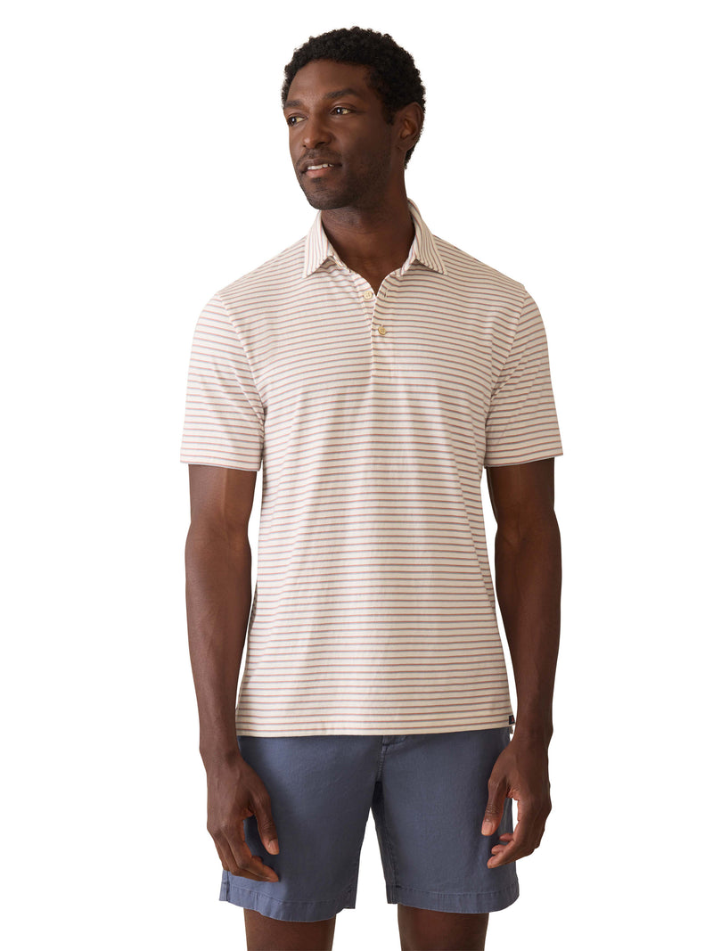 Short-Sleeve Retreat Striped Polo - White Sunset Stripe