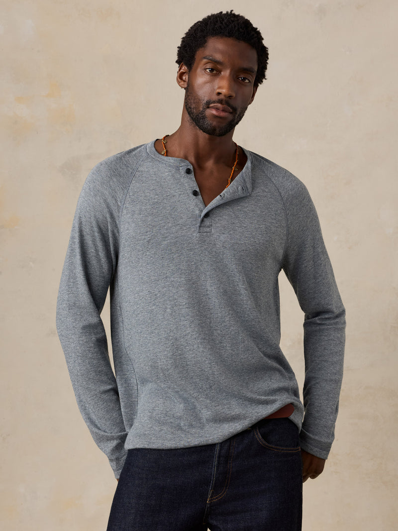 Long-Sleeve Cloud Henley - Rocky Sea Mouline