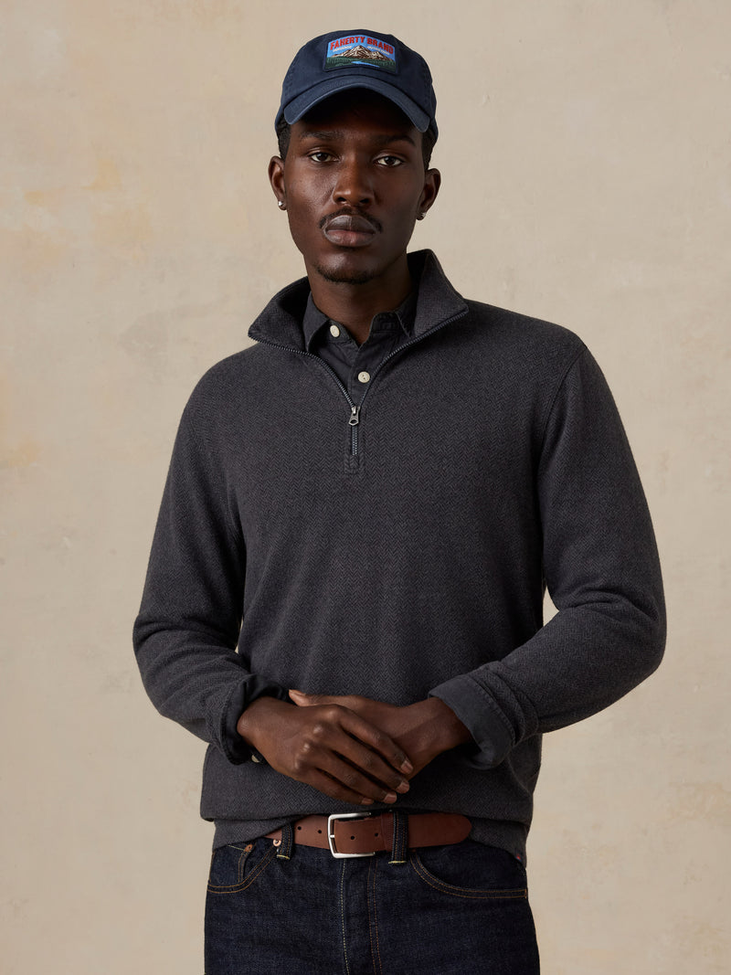 Legend Sweater Quarter Zip - Black Ember Herringbone
