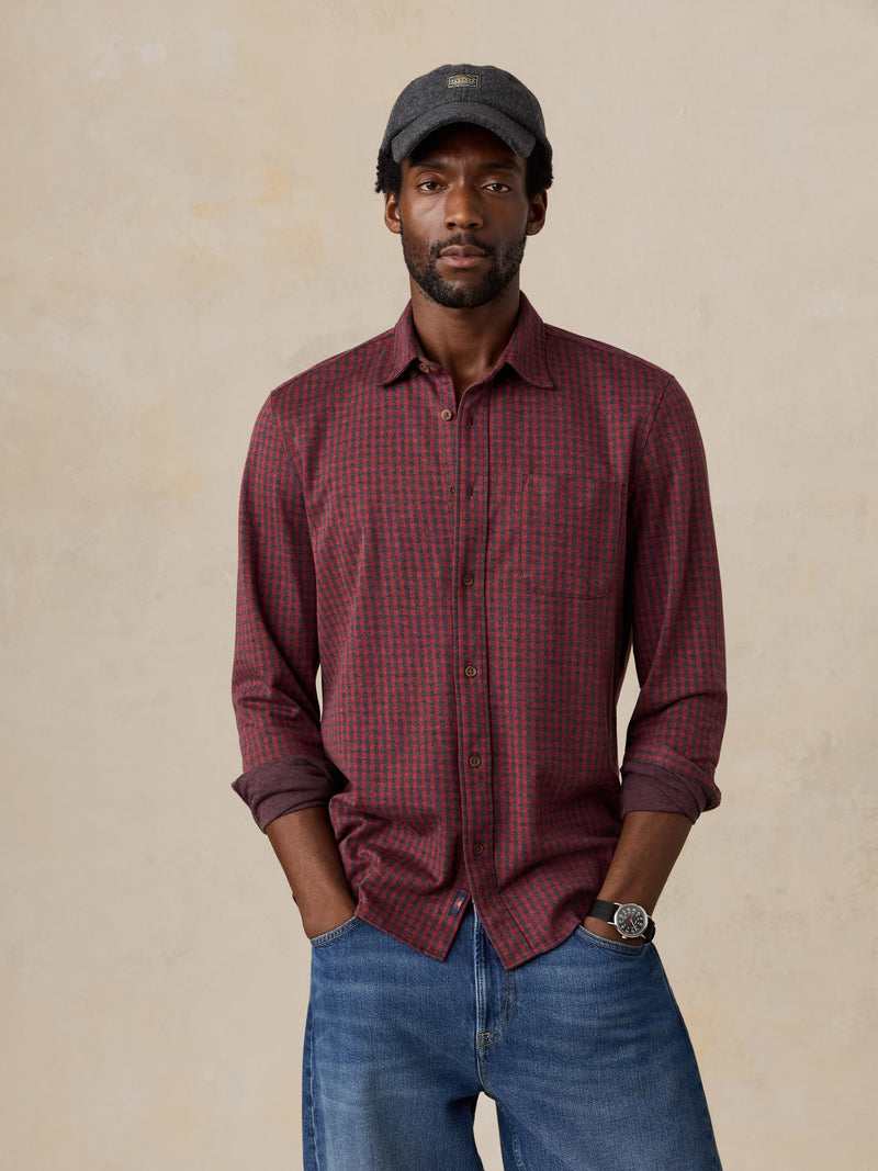 Coastline Knit Shirt - Holiday Red Gingham
