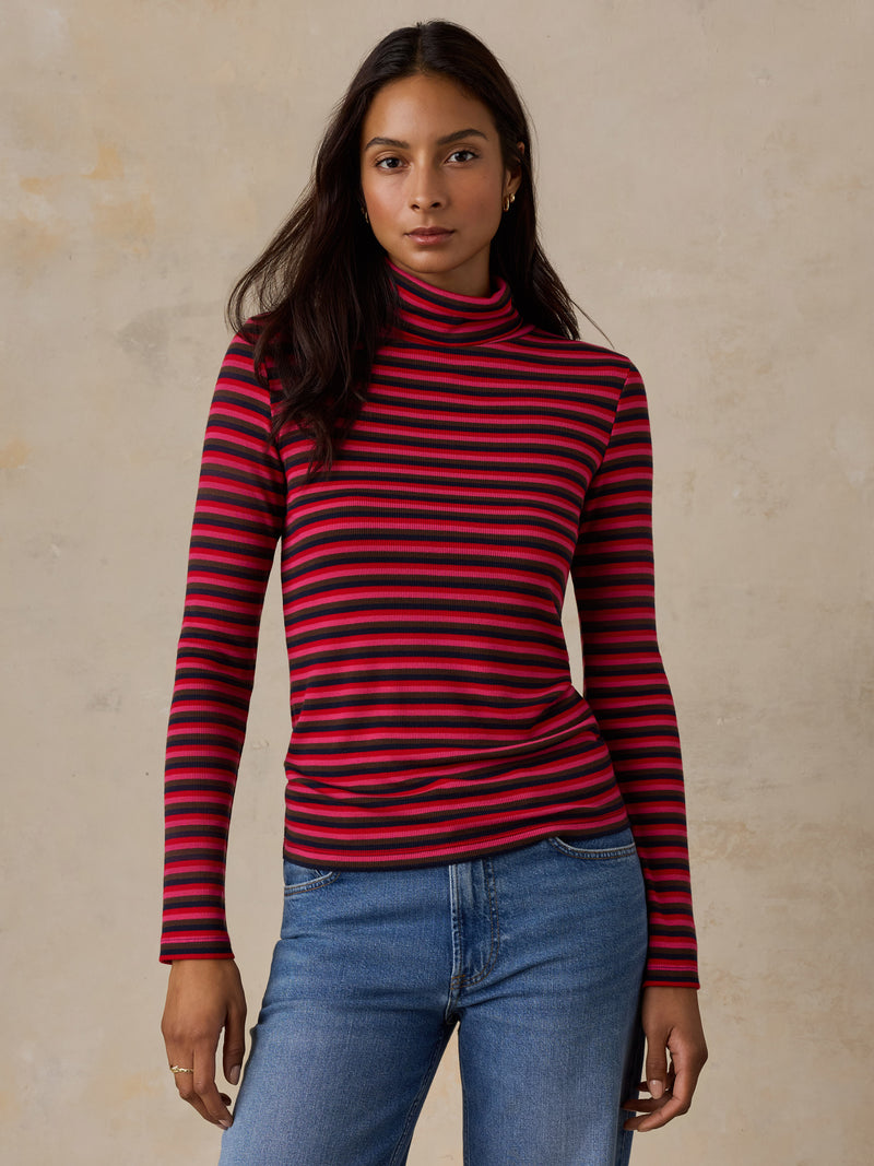 Featherweight Freestyle Turtleneck - Gooseberry Stripe