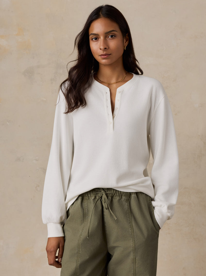 Double Knit Henley - Egret