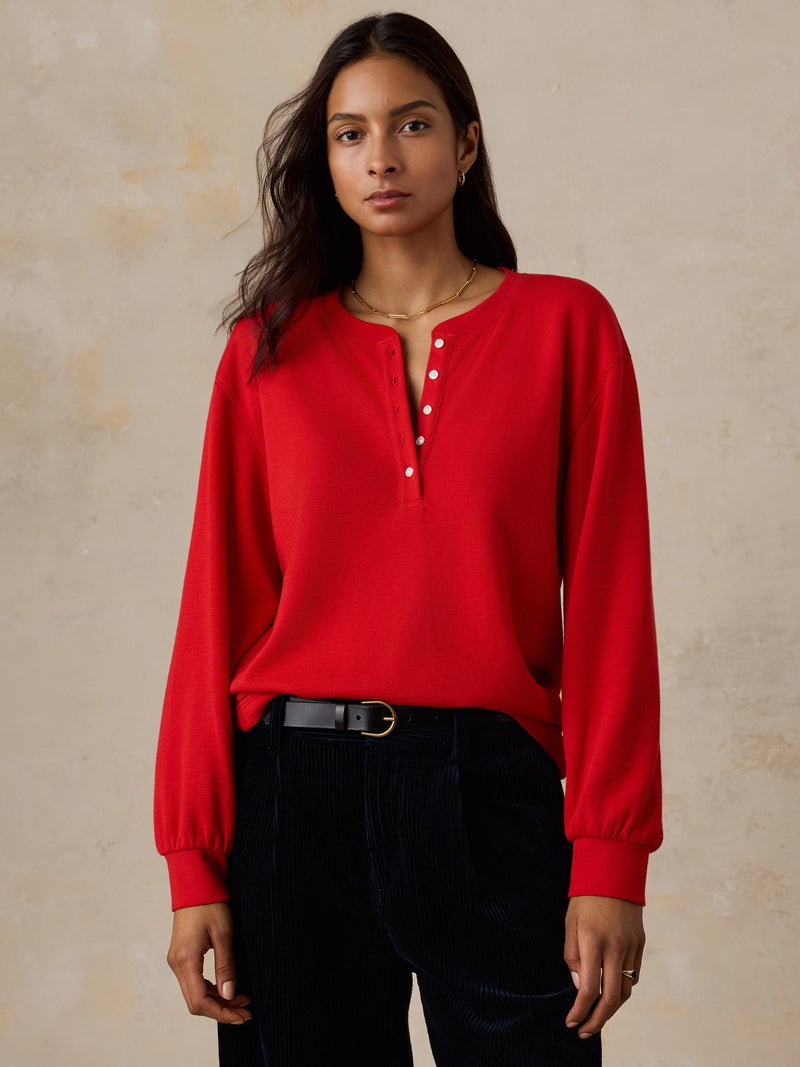 Double Knit Henley - Salsa