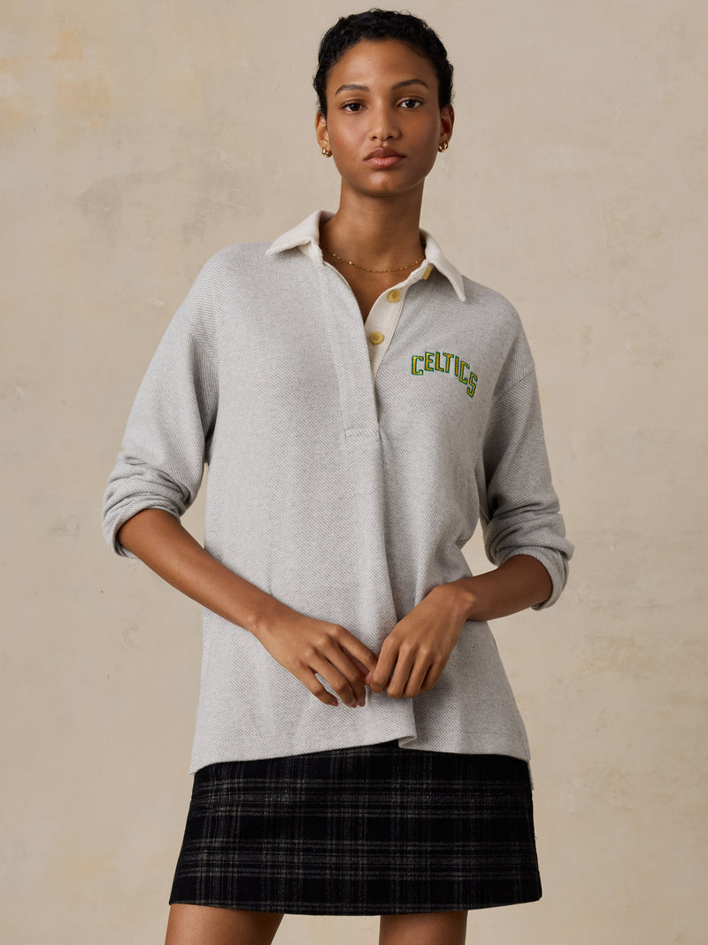 Boston Celtics Legend Sweater Rugby Popover - Light Grey Heather