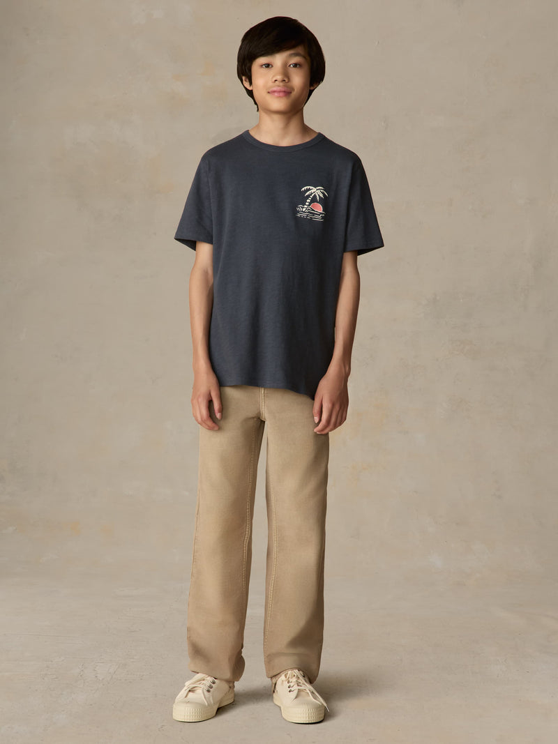 Big Kids Graphic Sun And Wave Tee - Dune Navy