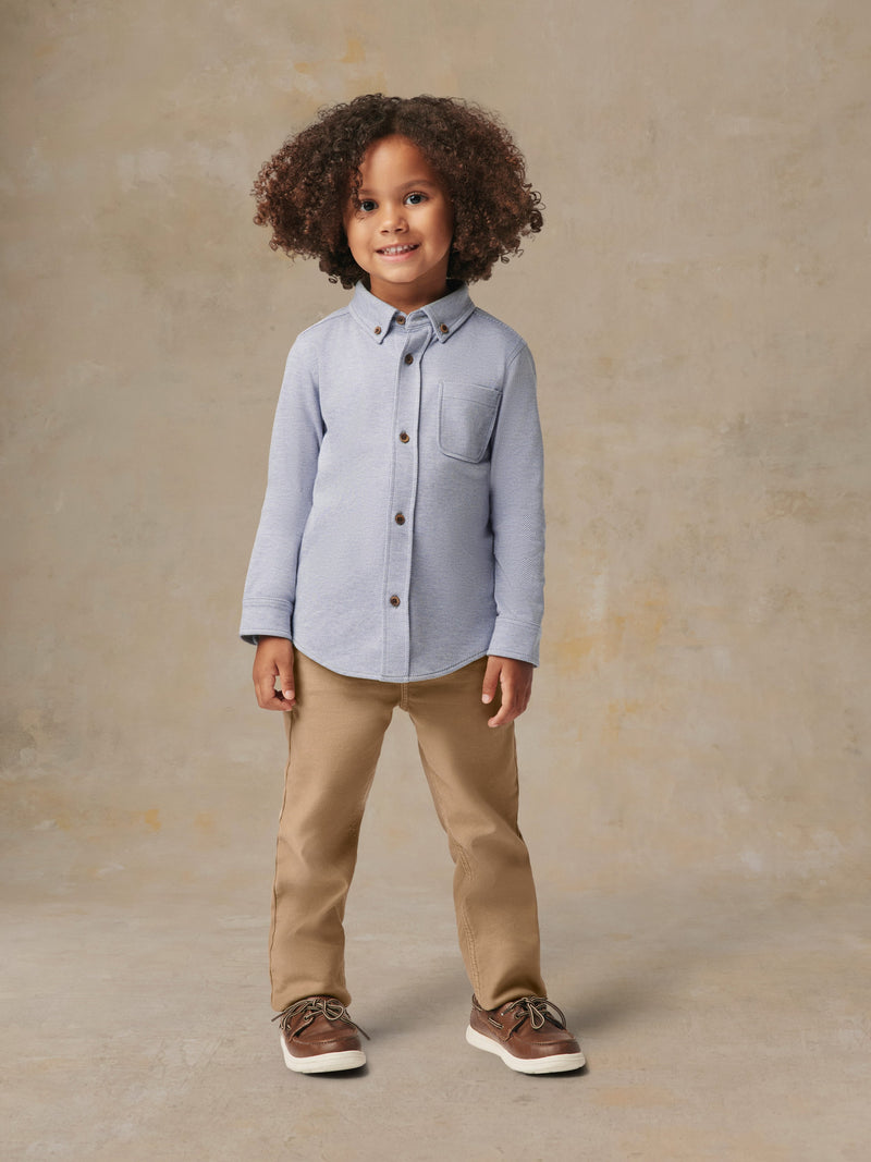 Little Kids Coastline Knit Shirt - Oceanside Blue