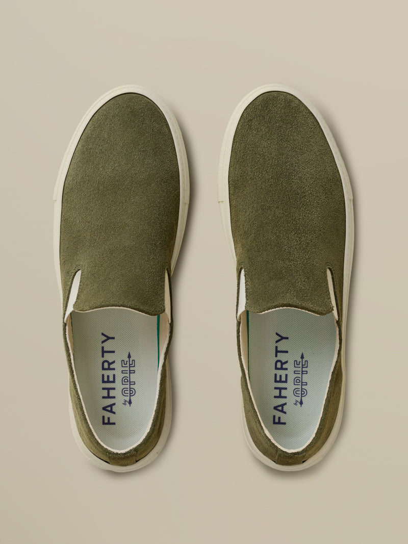Faherty X Opie Way Slip On Sneaker - Olive