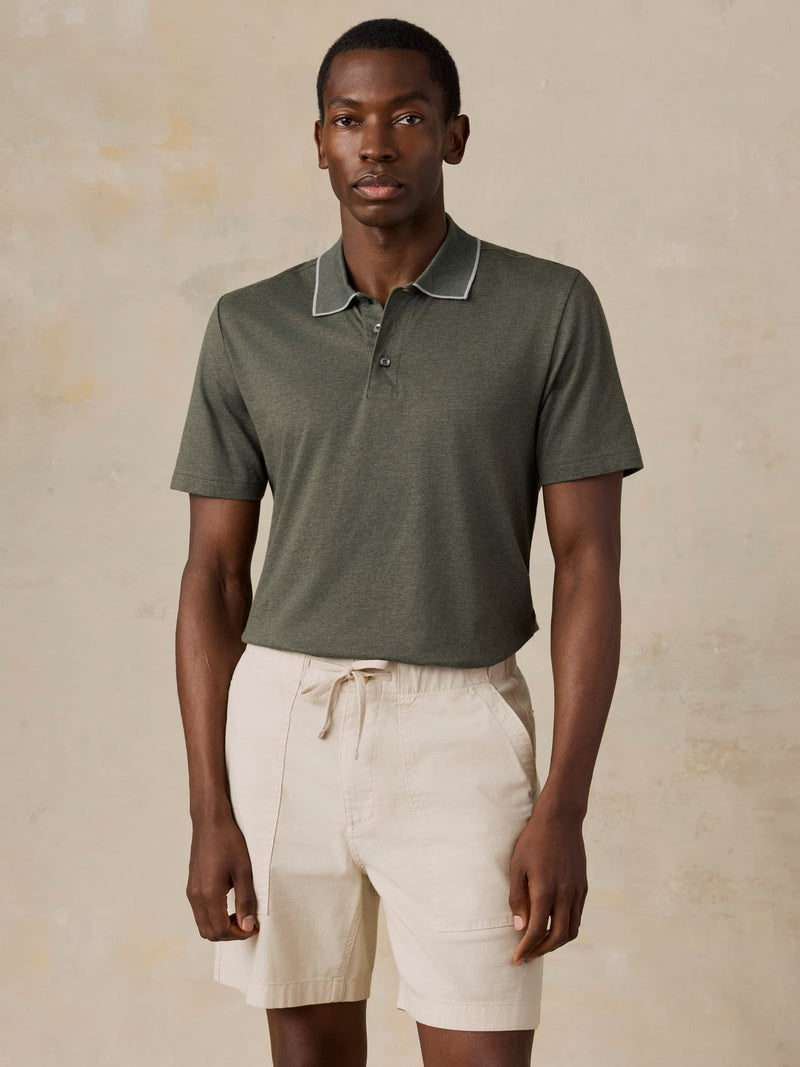 Short-Sleeve Movement Pique Polo - Tropics Olive Melange