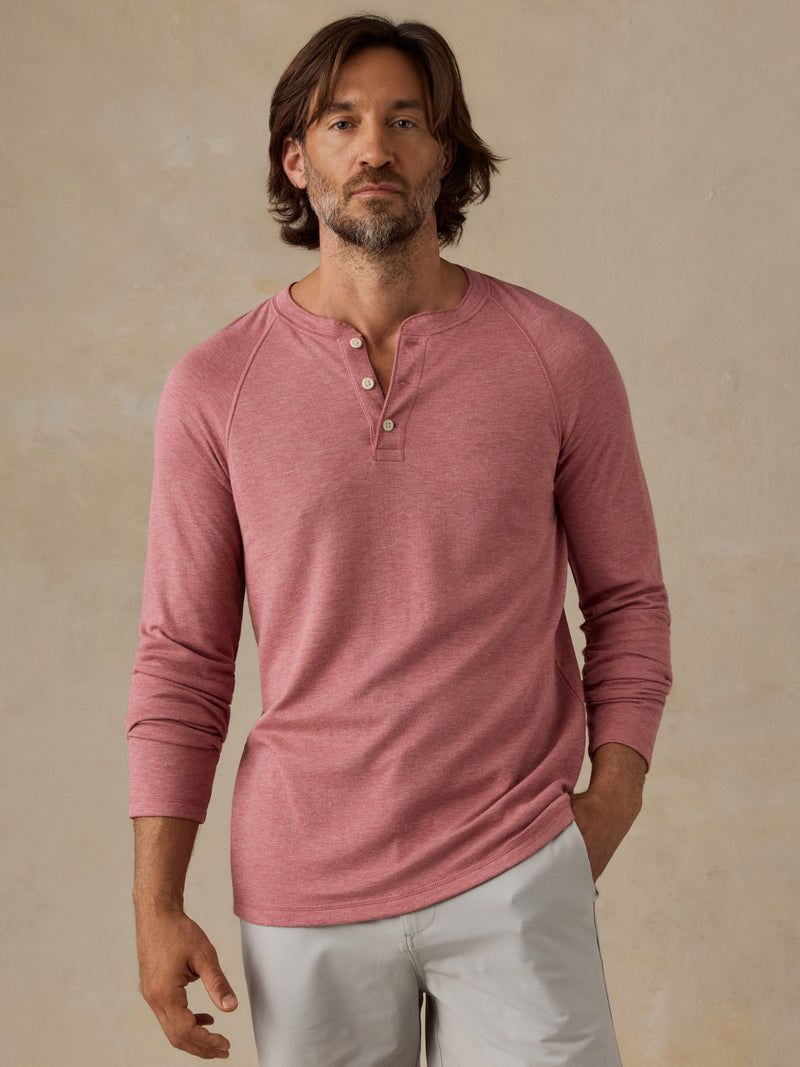 Long-Sleeve Cloud Henley - Red Sunrose Feeder