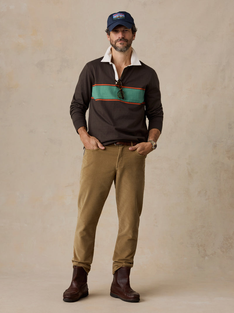Long-Sleeve Rugby Polo - Brown Spruce Orange