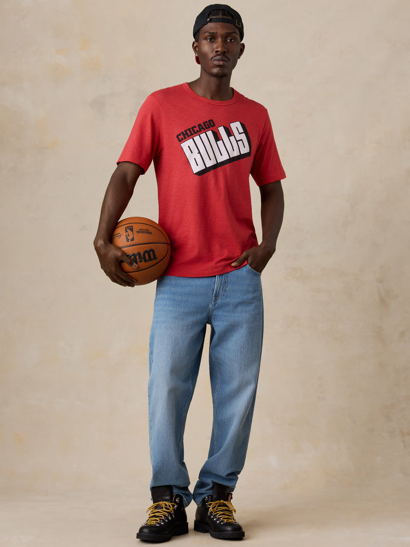 Chicago Bulls Sunwashed Regenerative Tee - Apex Red