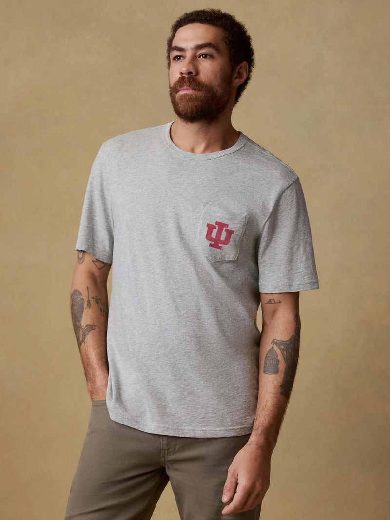 Indiana University Sunwashed Regenerative Pocket Tee - Granite Heather
