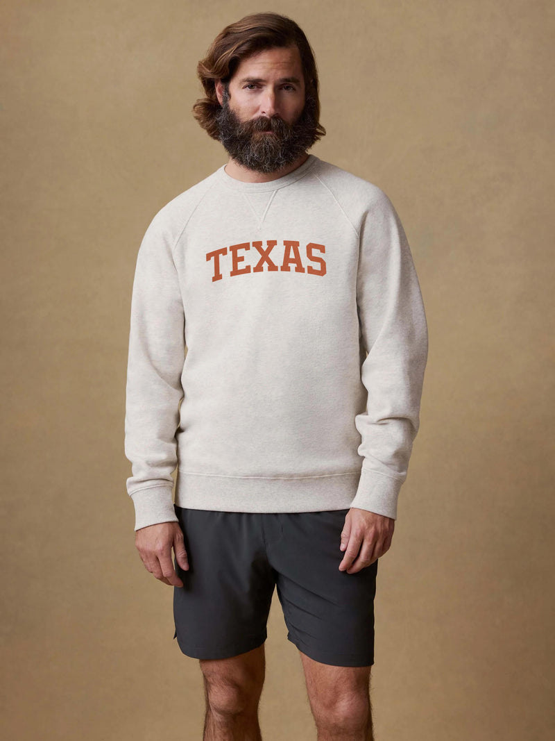 University of Texas High Standard Fleece Crew - Antique Ivory Heather