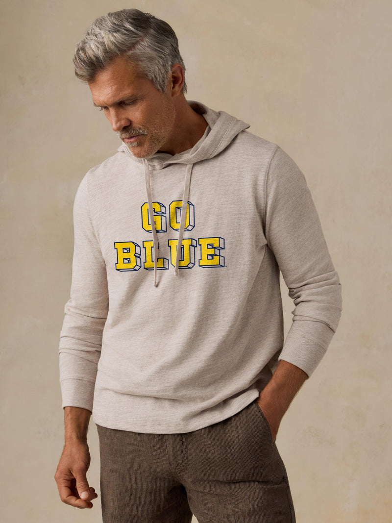 University of Michigan Sunwashed Organic Hoodie - Oat Plains Heather
