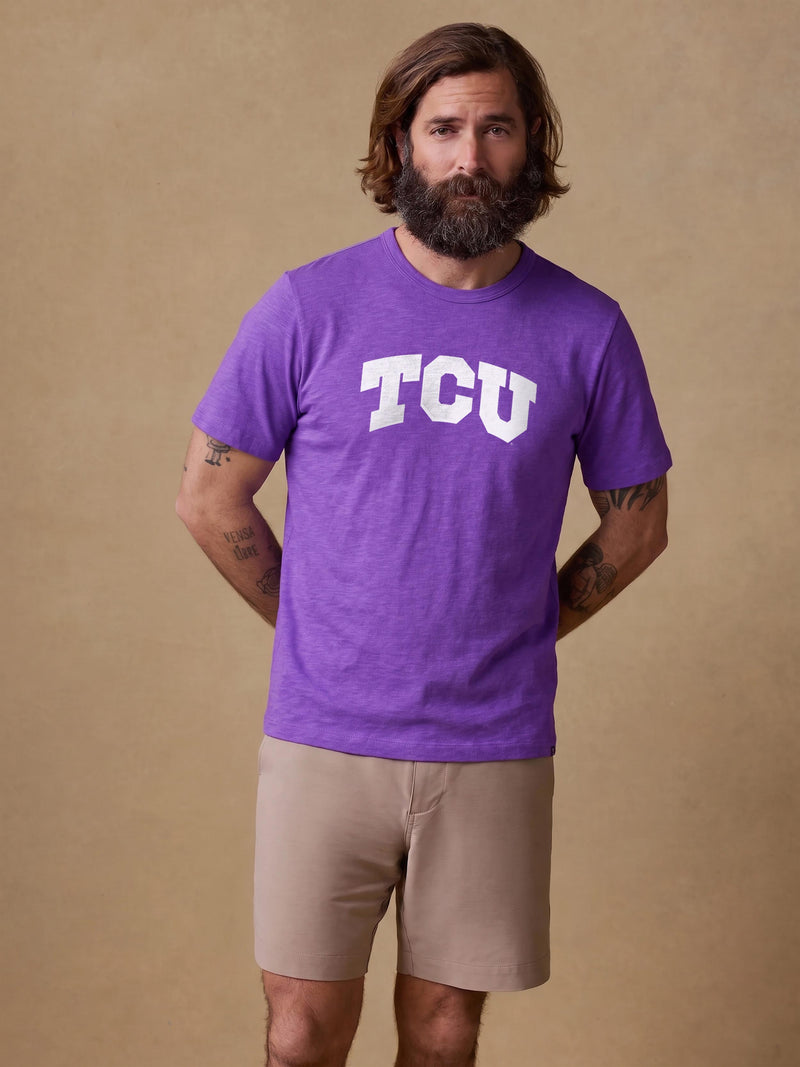 Texas Christian University Sunwashed Regenerative Tee - Mountain Grape