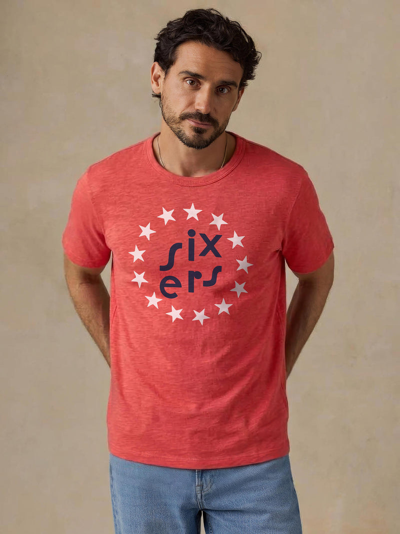 Philadelphia 76ers Sunwashed Tee - Apex Red