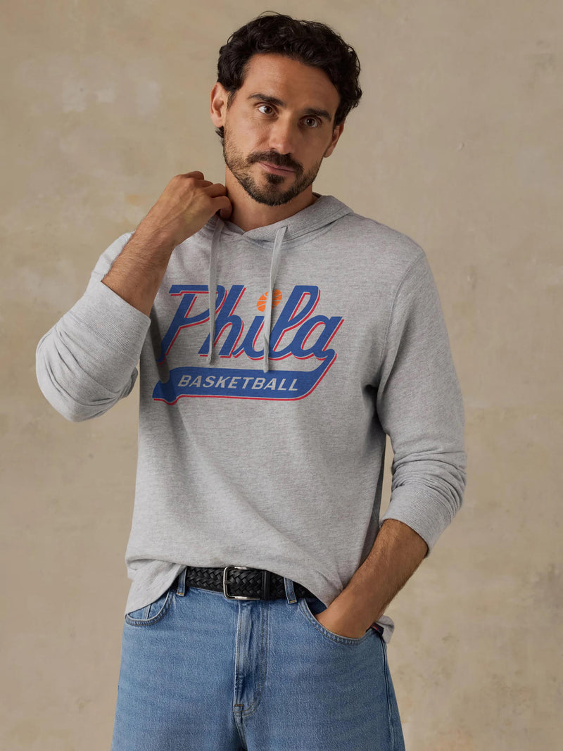 Philadelphia 76ers Sunwashed Organic Hoodie - Light Grey Heather