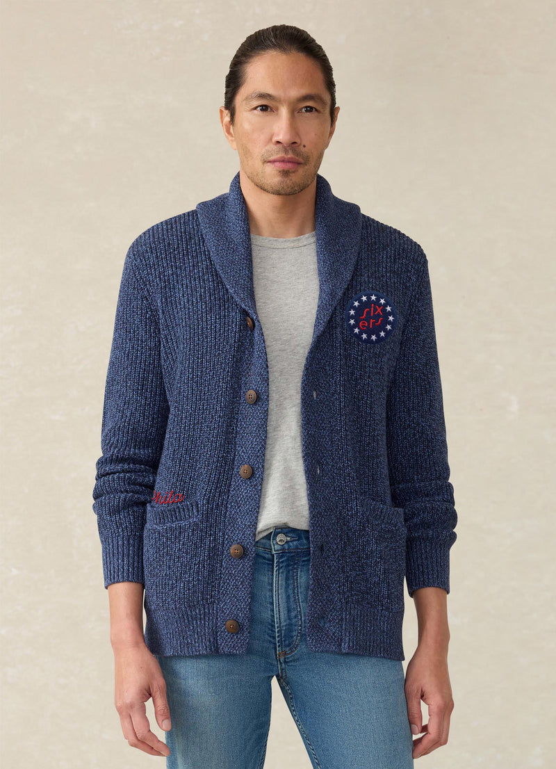 Philadelphia 76ers Marled Cotton Cardigan - Navy Night Marl