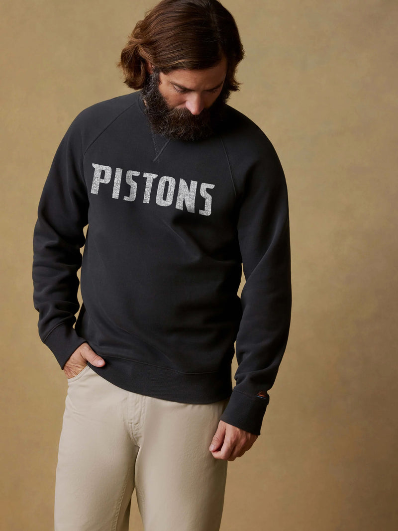 Detroit Pistons High Standard Fleece Crew - Mountain Black