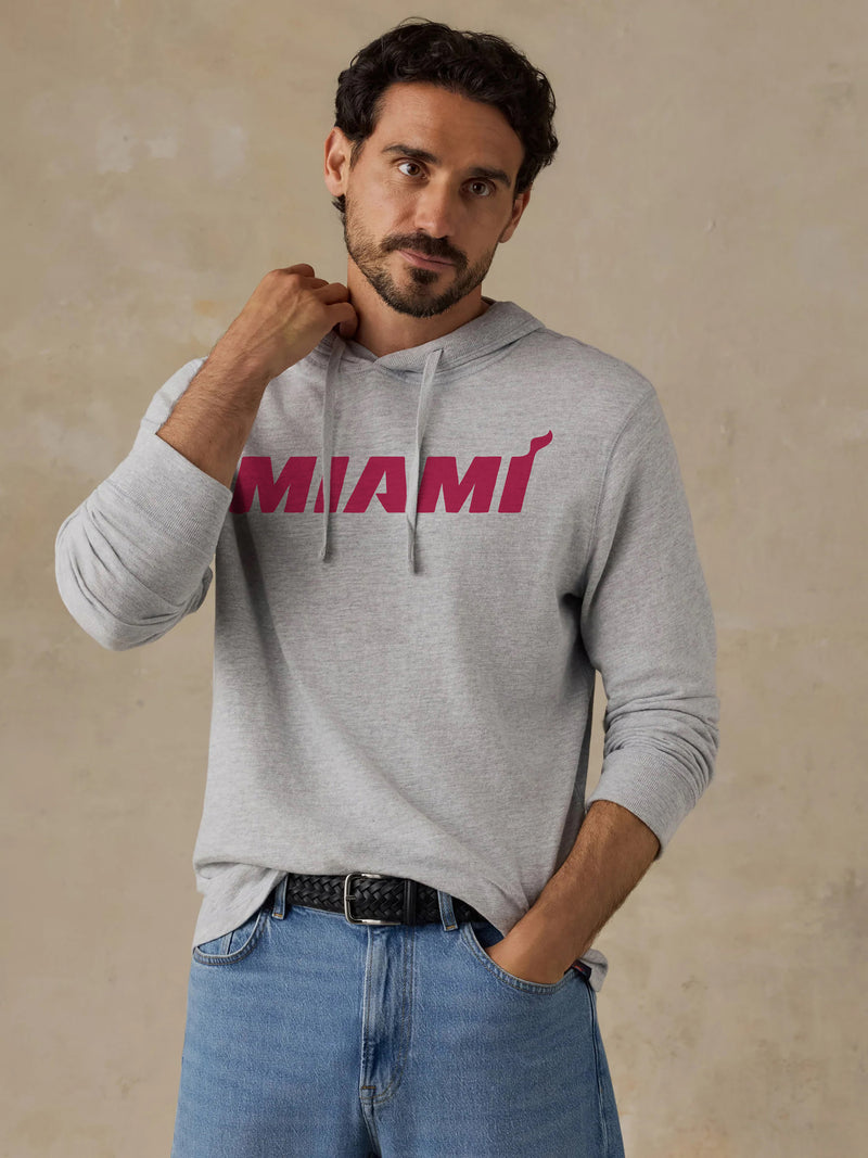 Miami Heat Sunwashed Organic Hoodie - Light Grey Heather
