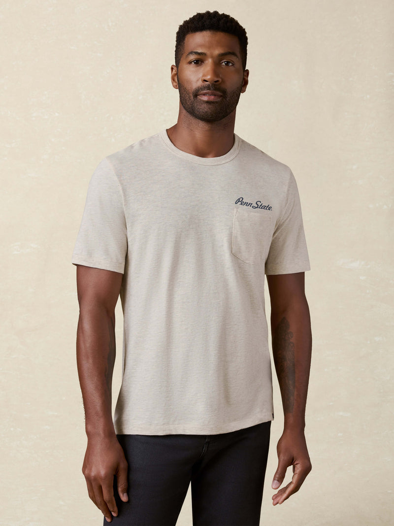 Penn State Sunwashed Regenerative Pocket Tee - Island Dune Heather