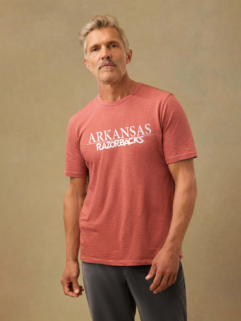 University of Arkansas Sunwashed Regenerative Tee - Cherry Wood