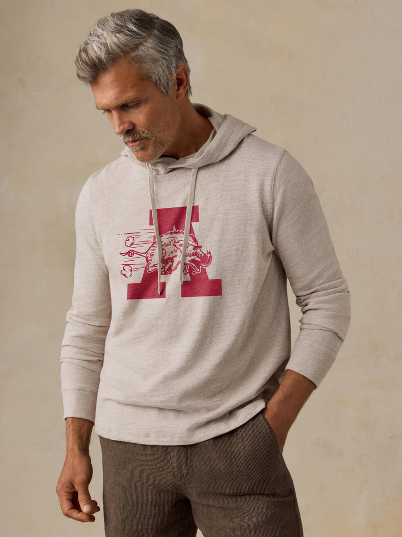 University of Arkansas Sunwashed Organic Hoodie - Oat Plains Heather