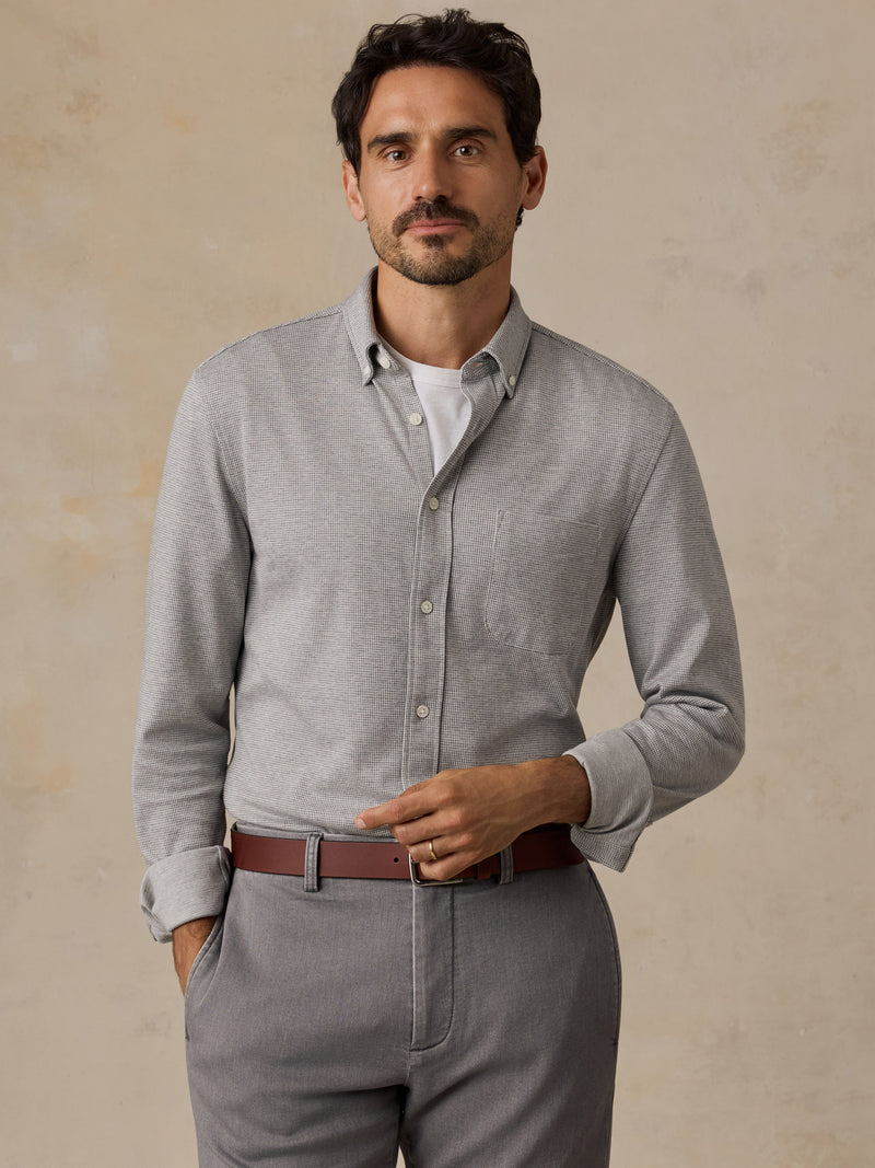 Coastline Knit Shirt - Alpine Sky Houndstooth