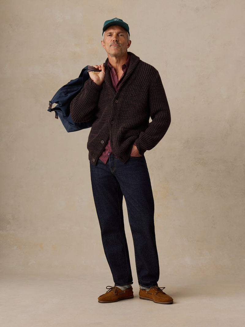 Pima Cotton Cardigan - Brown Black Marl