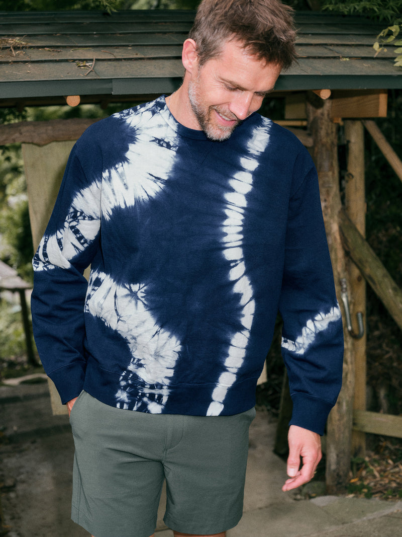 Indigo Shibori Dyed Sweatshirt - Indigo Shibori Dye