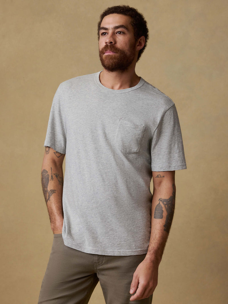 Sunwashed Regenerative Pocket Tee - Granite Heather