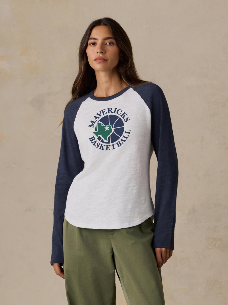 Dallas Mavericks Sunwashed Organic Raglan Long-Sleeve - Blue Nights