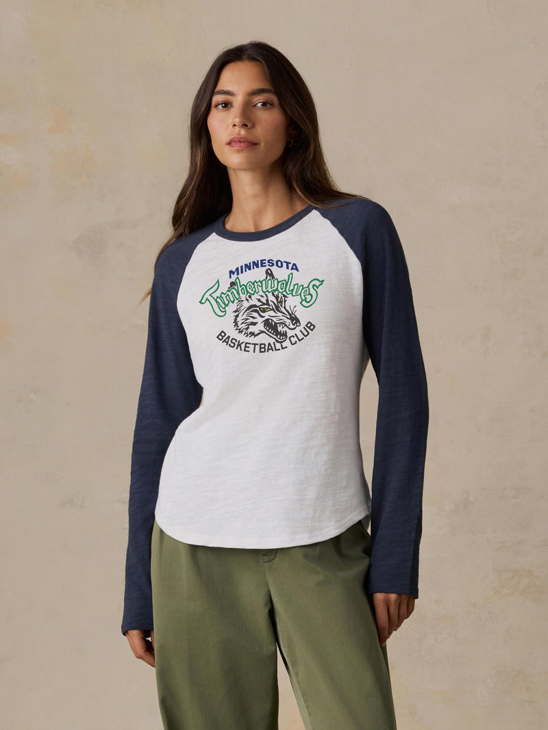 Minnesota Timberwolves Sunwashed Organic Raglan Long-Sleeve - Blue Nights