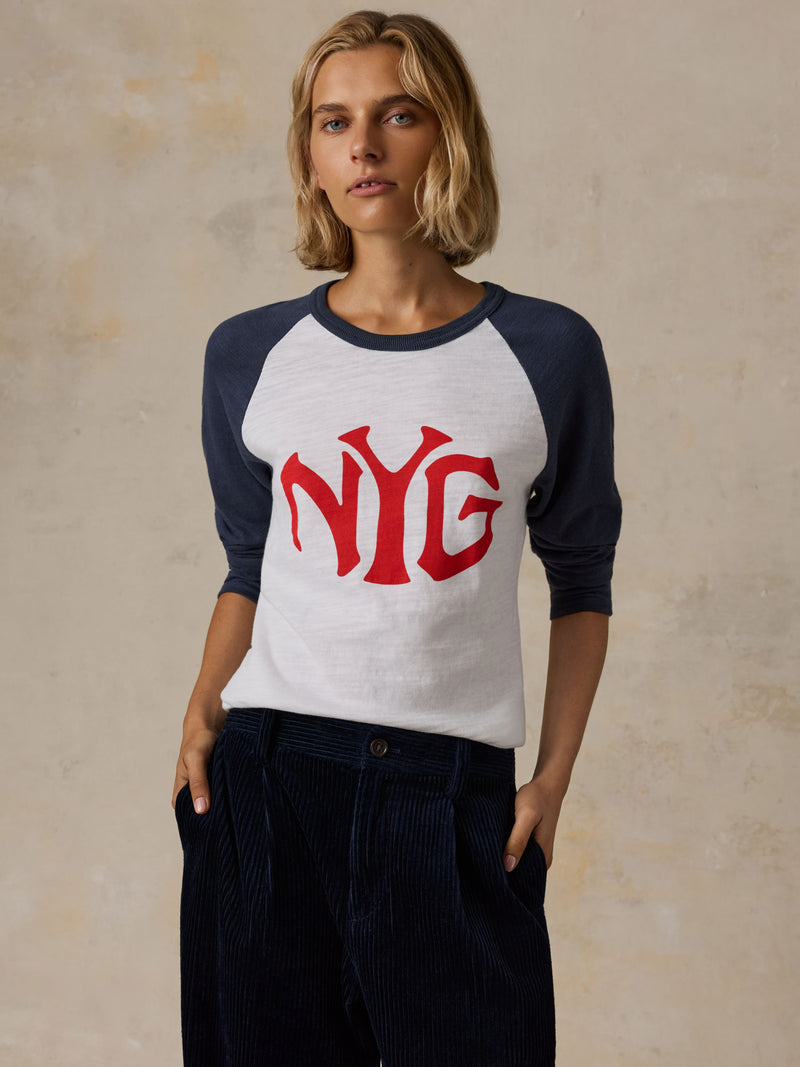 NY Giants Sunwashed Organic Raglan Long-Sleeve - Blue Nights