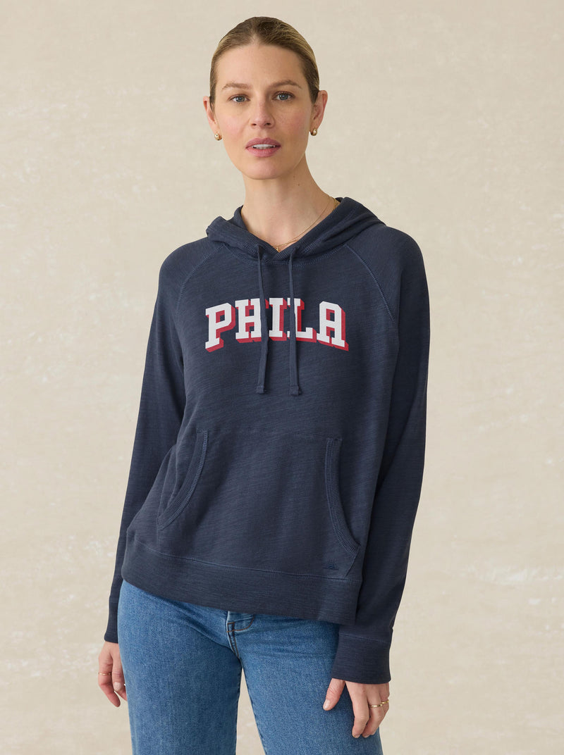Philadelphia 76ers Sunwashed Organic Hoodie - Blue Nights