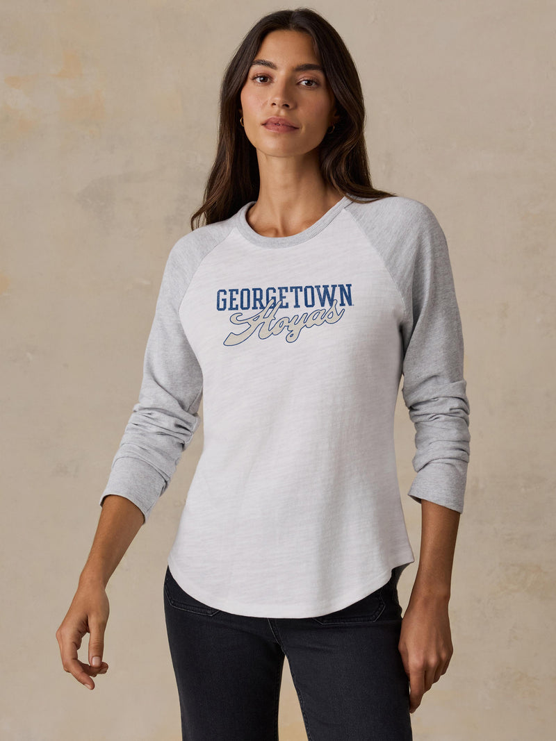 Georgetown Sunwashed Organic Raglan Long-Sleeve - Light Grey Heather