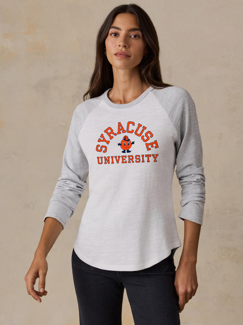 Syracuse University Sunwashed Organic Raglan Long-Sleeve - Light Grey Heather