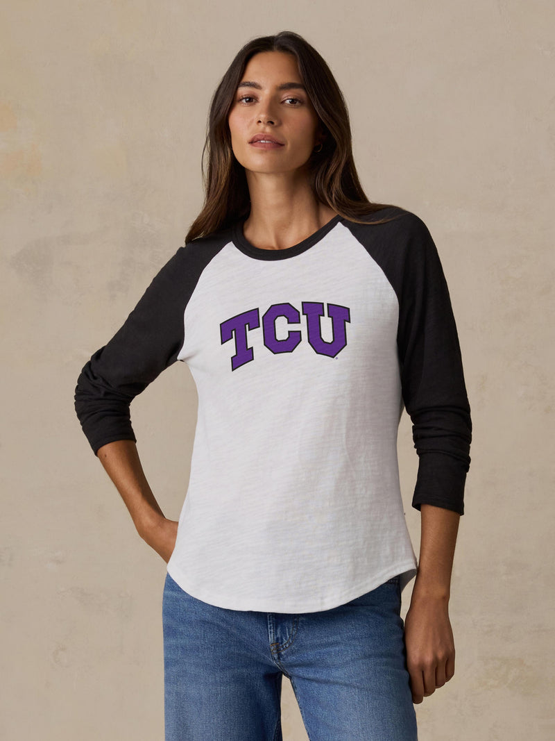 Texas Christian University Sunwashed Organic Raglan Long-Sleeve - Black Beauty
