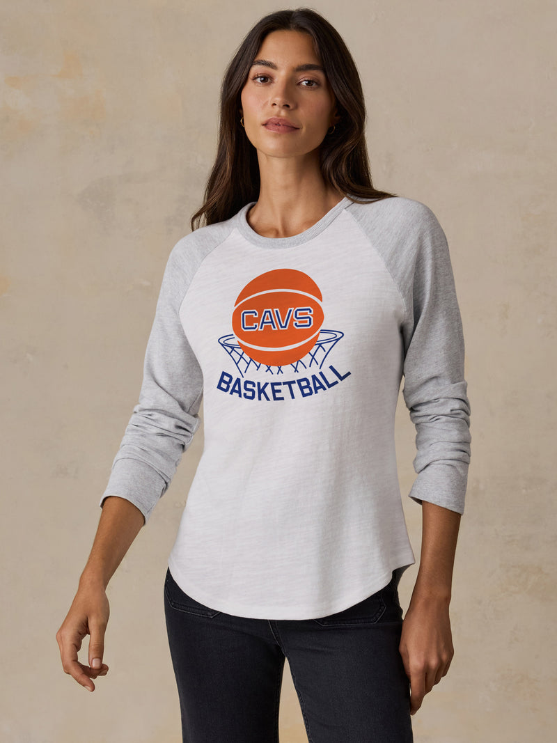 Cleveland Cavaliers Sunwashed Organic Raglan Long-Sleeve - Light Grey Heather