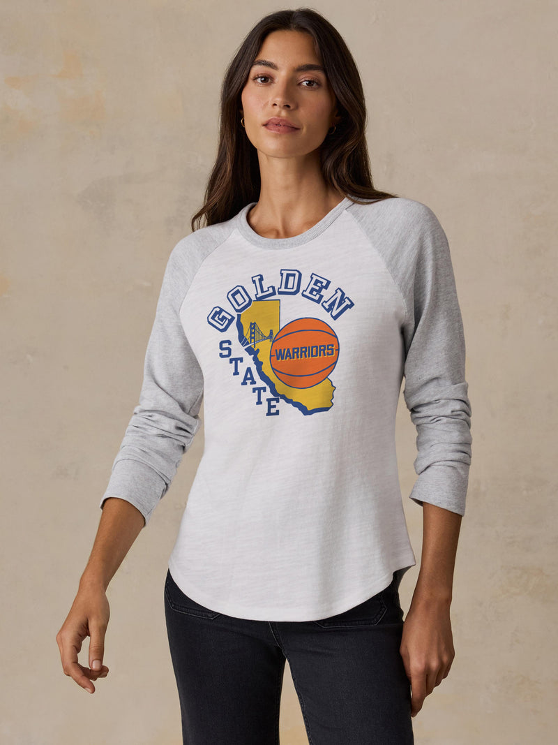 Golden State Warriors Sunwashed Organic Raglan Long-Sleeve - Light Grey Heather