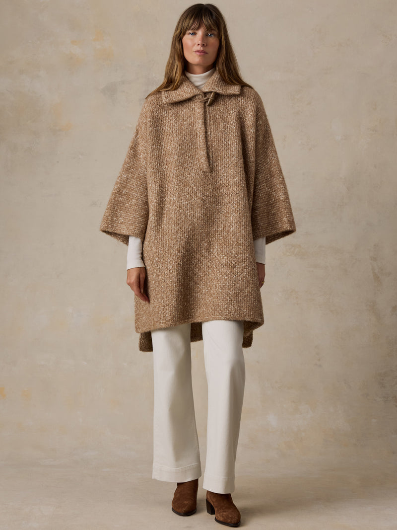 Après Alpaca Sweater Poncho - Driftwood Heather