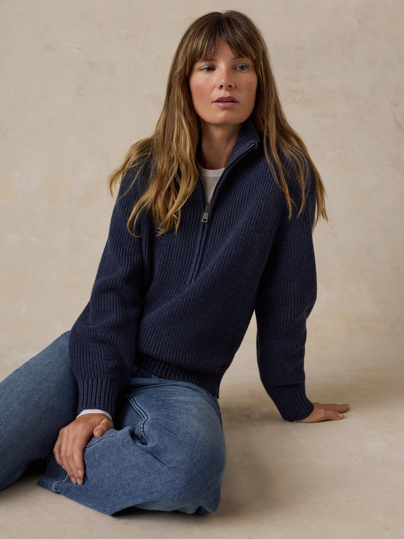 Northshore Quarter Zip - Midnight Vintage Indigo